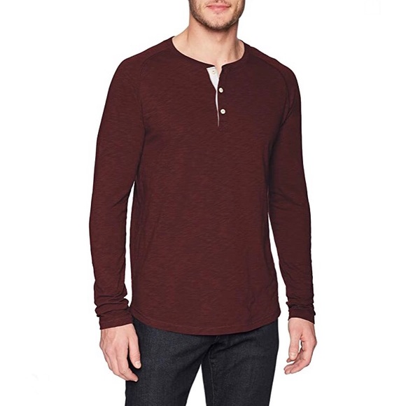 Goodthreads Henley Burgundy Wine Slub Cotton M - Picture 3 of 5